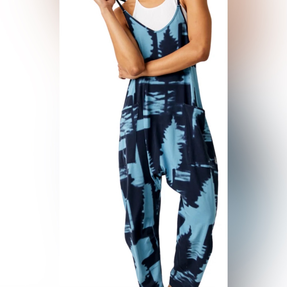 Free People Movement Hot Shot Printed Onesie Forest Navy S NWT